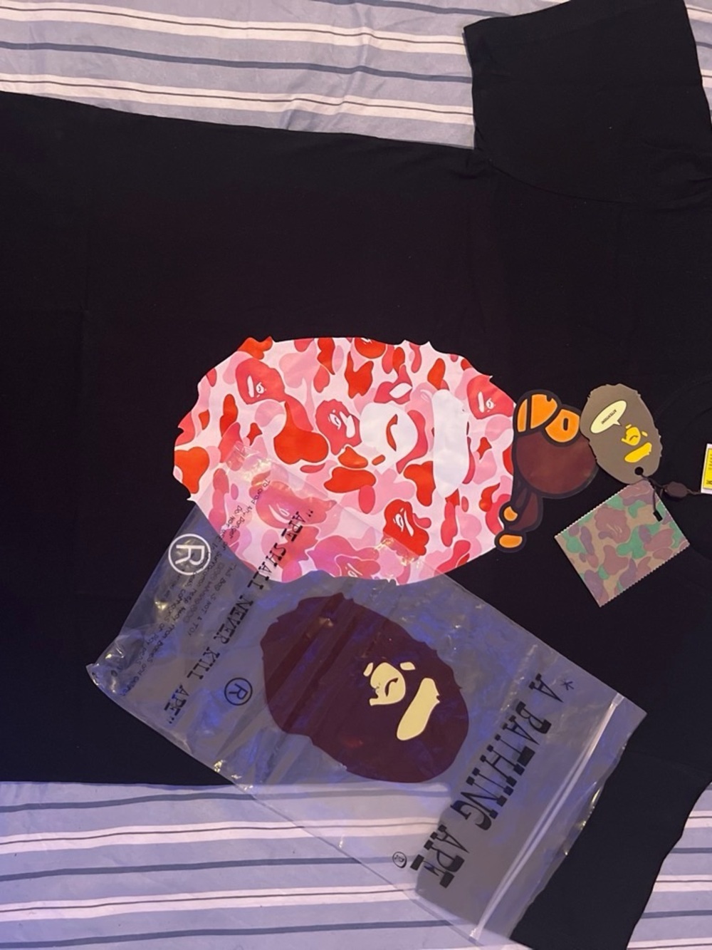 BAPE ABC Camo Milo on Big Ape Tee ‘Black/pink’